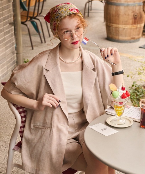 BONLECILL(ボンルシール)の「カップ付きダブルストラップキャミソール(キャミソール・レディース・アイボリー/ホワイト×ブラック/ブラック/ブルー/チャコールグレー/グレー/ミント/ベージュ/オレンジ/モカ/ネイビー/ピンク/ブラウン/レッド・M/S/L)」の20枚目の写真