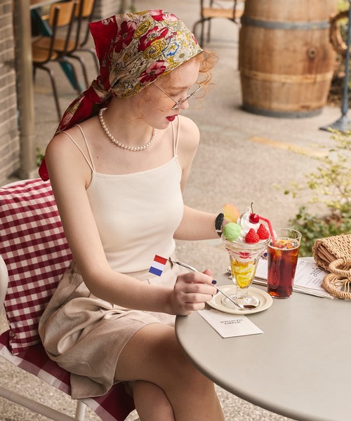 BONLECILL(ボンルシール)の「カップ付きダブルストラップキャミソール(キャミソール・レディース・アイボリー/ホワイト×ブラック/ブラック/ブルー/チャコールグレー/グレー/ミント/ベージュ/オレンジ/モカ/ネイビー/ピンク/ブラウン/レッド・M/S/L)」の18枚目の写真