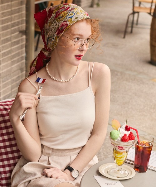 BONLECILL(ボンルシール)の「カップ付きダブルストラップキャミソール(キャミソール・レディース・アイボリー/ホワイト×ブラック/ブラック/ブルー/チャコールグレー/グレー/ミント/ベージュ/オレンジ/モカ/ネイビー/ピンク/ブラウン/レッド・M/S/L)」の16枚目の写真