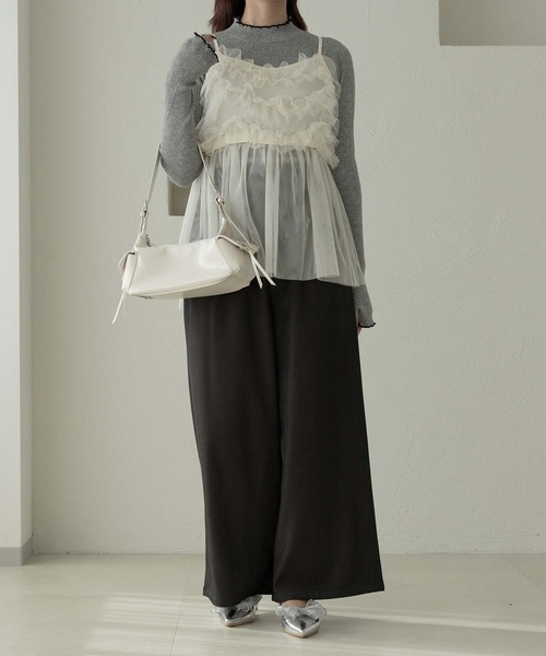 Ambre Neige(アンブルネージュ)の「bi-color turtle rib knit / 配色タートルリブニット(ニット/セーター・レディース・グレー/アイボリー/モスグリーン・FREE)」の5枚目の写真