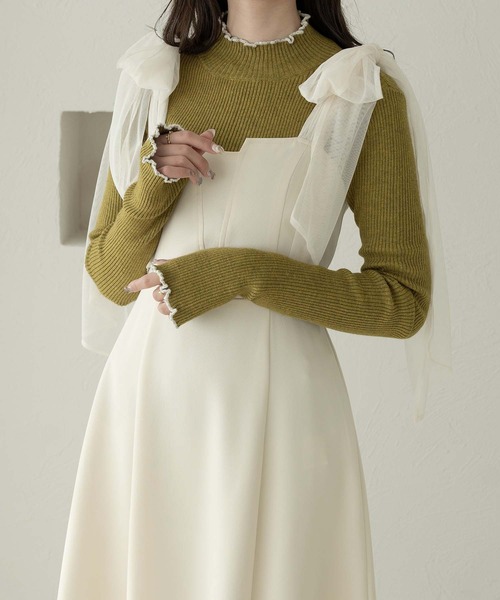 Ambre Neige(アンブルネージュ)の「bi-color turtle rib knit / 配色タートルリブニット(ニット/セーター・レディース・グレー/アイボリー/モスグリーン・FREE)」の12枚目の写真