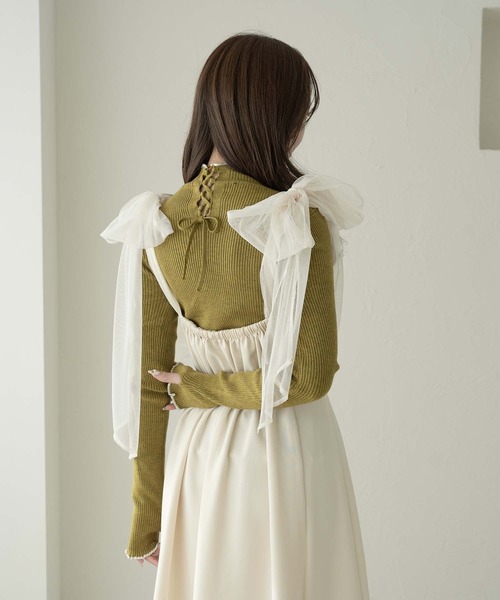 Ambre Neige(アンブルネージュ)の「bi-color turtle rib knit / 配色タートルリブニット(ニット/セーター・レディース・グレー/アイボリー/モスグリーン・FREE)」の14枚目の写真