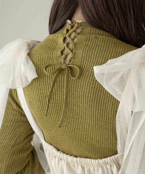 Ambre Neige(アンブルネージュ)の「bi-color turtle rib knit / 配色タートルリブニット(ニット/セーター・レディース・グレー/アイボリー/モスグリーン・FREE)」の15枚目の写真