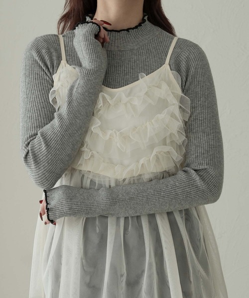 Ambre Neige(アンブルネージュ)の「bi-color turtle rib knit / 配色タートルリブニット(ニット/セーター・レディース・グレー/アイボリー/モスグリーン・FREE)」の16枚目の写真