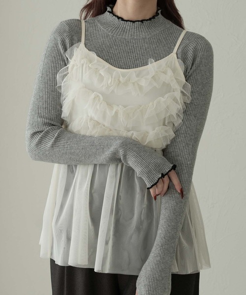 Ambre Neige(アンブルネージュ)の「bi-color turtle rib knit / 配色タートルリブニット(ニット/セーター・レディース・グレー/アイボリー/モスグリーン・FREE)」の17枚目の写真