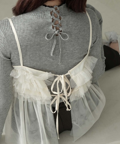 Ambre Neige(アンブルネージュ)の「bi-color turtle rib knit / 配色タートルリブニット(ニット/セーター・レディース・グレー/アイボリー/モスグリーン・FREE)」の18枚目の写真
