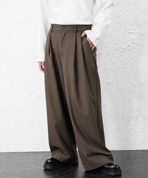 MinoriTY（マイノリティ）の「【MinoriTY】極とろみ素材クラシックダブルタックワイドスラックスバギーパンツ 春服 冬服 メンズ（スラックス・メンズ・ブラウン/ブラック/チャコール/ベージュ/ネイビー・S/M/L）」の20枚目の写真