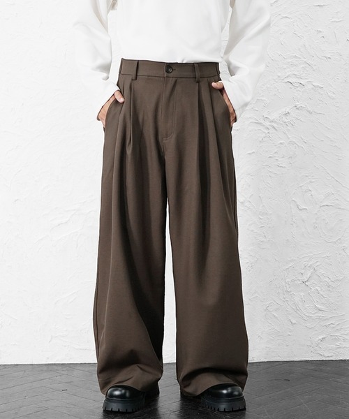 MinoriTY（マイノリティ）の「【MinoriTY】極とろみ素材クラシックダブルタックワイドスラックスバギーパンツ 春服 冬服 メンズ（スラックス・メンズ・ブラウン/ブラック/チャコール/ベージュ/ネイビー・S/M/L）」の19枚目の写真