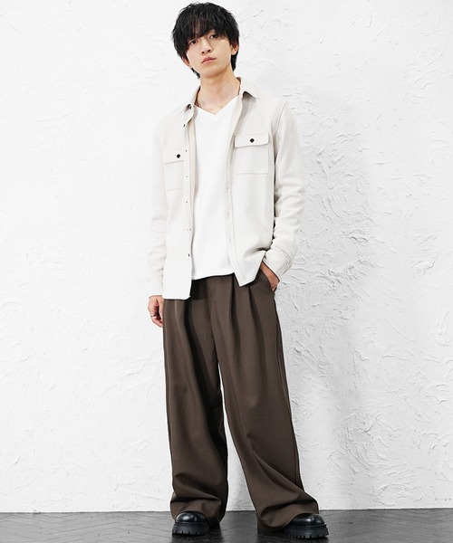 MinoriTY（マイノリティ）の「【MinoriTY】極とろみ素材クラシックダブルタックワイドスラックスバギーパンツ 春服 冬服 メンズ（スラックス・メンズ・ブラウン/ブラック/チャコール/ベージュ/ネイビー・S/M/L）」の18枚目の写真