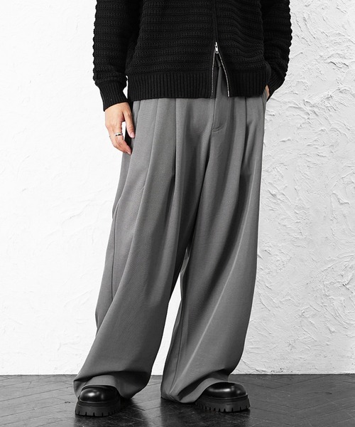 MinoriTY（マイノリティ）の「【MinoriTY】極とろみ素材クラシックダブルタックワイドスラックスバギーパンツ 春服 冬服 メンズ（スラックス・メンズ・ブラウン/ブラック/チャコール/ベージュ/ネイビー・S/M/L）」の16枚目の写真