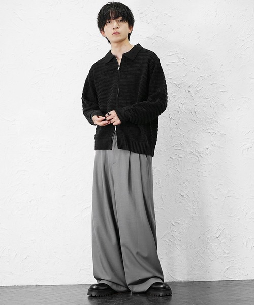 MinoriTY（マイノリティ）の「【MinoriTY】極とろみ素材クラシックダブルタックワイドスラックスバギーパンツ 春服 冬服 メンズ（スラックス・メンズ・ブラウン/ブラック/チャコール/ベージュ/ネイビー・S/M/L）」の14枚目の写真