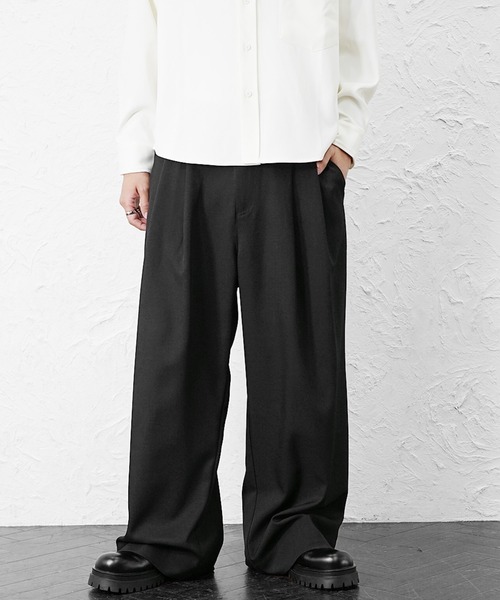 MinoriTY（マイノリティ）の「【MinoriTY】極とろみ素材クラシックダブルタックワイドスラックスバギーパンツ 春服 冬服 メンズ（スラックス・メンズ・ブラウン/ブラック/チャコール/ベージュ/ネイビー・S/M/L）」の12枚目の写真