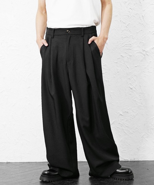 MinoriTY（マイノリティ）の「【MinoriTY】極とろみ素材クラシックダブルタックワイドスラックスバギーパンツ 春服 冬服 メンズ（スラックス・メンズ・ブラウン/ブラック/チャコール/ベージュ/ネイビー・S/M/L）」の11枚目の写真