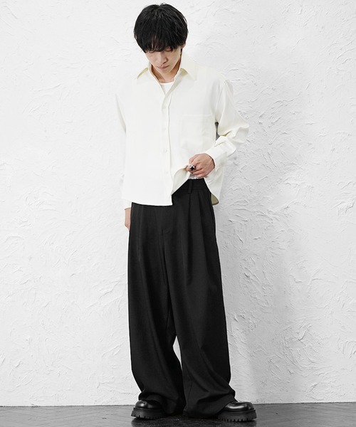 MinoriTY（マイノリティ）の「【MinoriTY】極とろみ素材クラシックダブルタックワイドスラックスバギーパンツ 春服 冬服 メンズ（スラックス・メンズ・ブラウン/ブラック/チャコール/ベージュ/ネイビー・S/M/L）」の10枚目の写真