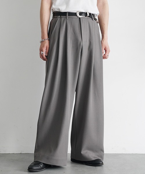 MinoriTY（マイノリティ）の「【MinoriTY】極とろみ素材クラシックダブルタックワイドスラックスバギーパンツ 春服 冬服 メンズ（スラックス・メンズ・ブラウン/ブラック/チャコール/ベージュ/ネイビー・S/M/L）」の7枚目の写真