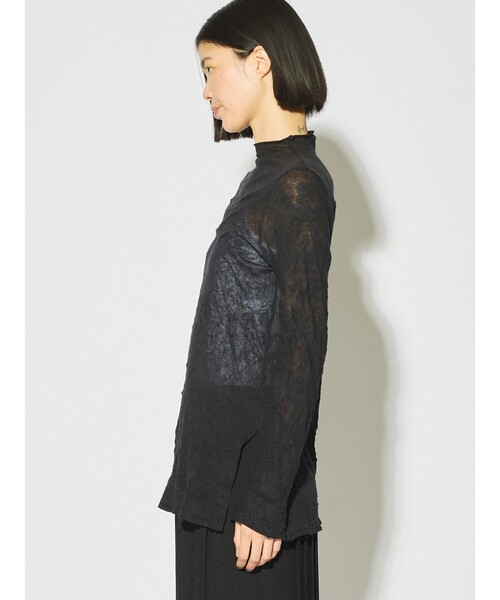 MIDIUMISOLID(ミディウミソリッド)の「MIDIUMISOLID for Ladies シアーハイネックインナー(Tシャツ/カットソー・レディース・ブラック/オフホワイト/グレー/イエロー・FREE)」の9枚目の写真