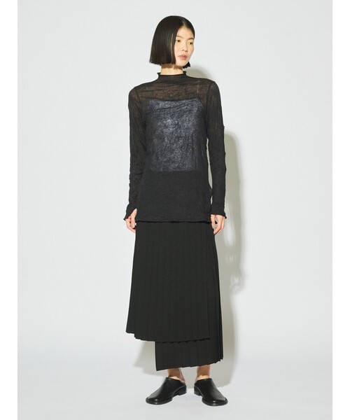 MIDIUMISOLID(ミディウミソリッド)の「MIDIUMISOLID for Ladies シアーハイネックインナー(Tシャツ/カットソー・レディース・ブラック/オフホワイト/グレー/イエロー・FREE)」の7枚目の写真