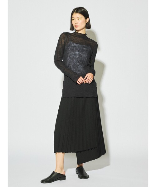 MIDIUMISOLID(ミディウミソリッド)の「MIDIUMISOLID for Ladies シアーハイネックインナー(Tシャツ/カットソー・レディース・ブラック/オフホワイト/グレー/イエロー・FREE)」の6枚目の写真