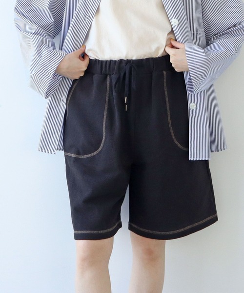 PAR ICI(パーリッシィ)の「アメリカンドライカノコ ハーフパンツ(その他パンツ・レディース・アイボリー/ブラック・FREE)」の1枚目の写真
