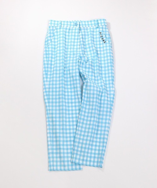 PICONE CLUB ピッコーネ　ギンガムチェック　ストレートパンツ　刺繍 PICONE グリーン・ホワイト チェック パンツ PICONE CLUB