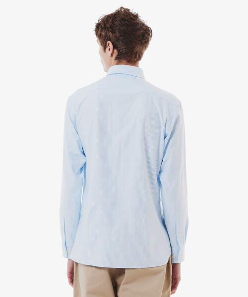 LACOSTE(ラコステ)の「消臭 速乾 UVカット コットン×リサイクルポリエステル ストライプ 長袖レギュラーカラーシャツ(シャツ/ブラウス・メンズ・ネイビー/サックスブルー/グレイッシュブルー・39/41/40/42)」の13枚目の写真