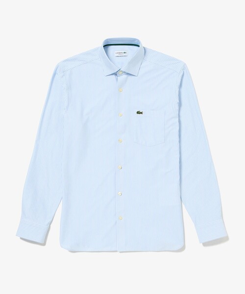 LACOSTE(ラコステ)の「消臭 速乾 UVカット コットン×リサイクルポリエステル ストライプ 長袖レギュラーカラーシャツ(シャツ/ブラウス・メンズ・ネイビー/サックスブルー/グレイッシュブルー・39/41/40/42)」の15枚目の写真
