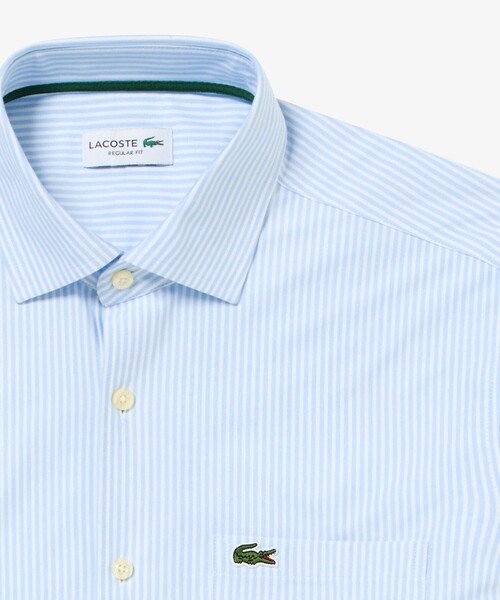 LACOSTE(ラコステ)の「消臭 速乾 UVカット コットン×リサイクルポリエステル ストライプ 長袖レギュラーカラーシャツ(シャツ/ブラウス・メンズ・ネイビー/サックスブルー/グレイッシュブルー・39/41/40/42)」の20枚目の写真