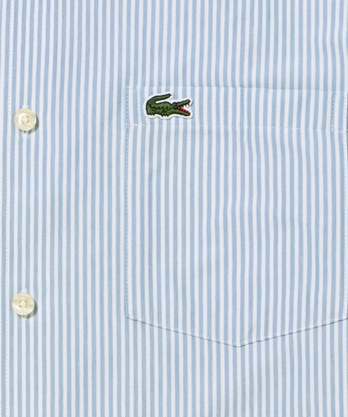 LACOSTE(ラコステ)の「消臭 速乾 UVカット コットン×リサイクルポリエステル ストライプ 長袖レギュラーカラーシャツ(シャツ/ブラウス・メンズ・ネイビー/サックスブルー/グレイッシュブルー・39/41/40/42)」の7枚目の写真