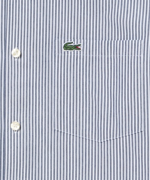 LACOSTE(ラコステ)の「消臭 速乾 UVカット コットン×リサイクルポリエステル ストライプ 長袖レギュラーカラーシャツ(シャツ/ブラウス・メンズ・ネイビー/サックスブルー/グレイッシュブルー・39/41/40/42)」の11枚目の写真