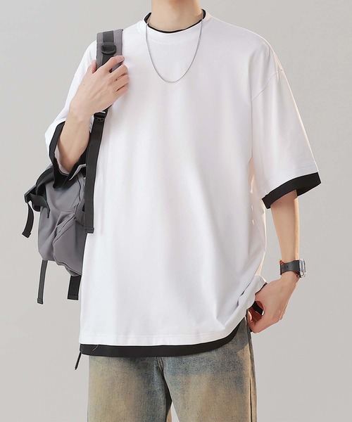 aimoha(アイモハ)の「【aimoha neo】Monochrome Trim T-Shirt (SS)(Tシャツ/カットソー・メンズ・パープル/ダークグレー/ホワイト・LARGE/XXX-LARGE/XX-LARGE/X-LARGE)」の1枚目の写真