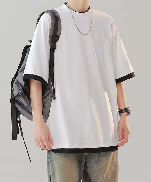 aimoha(アイモハ)の「【aimoha neo】Monochrome Trim T-Shirt (SS)(Tシャツ/カットソー・メンズ・パープル/ダークグレー/ホワイト・LARGE/XXX-LARGE/XX-LARGE/X-LARGE)」の6枚目の写真
