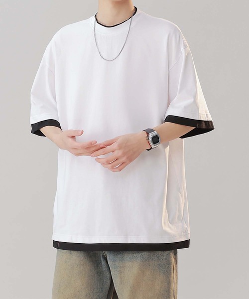 aimoha(アイモハ)の「【aimoha neo】Monochrome Trim T-Shirt (SS)(Tシャツ/カットソー・メンズ・パープル/ダークグレー/ホワイト・LARGE/XXX-LARGE/XX-LARGE/X-LARGE)」の7枚目の写真