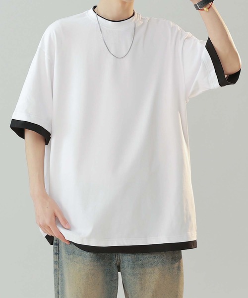aimoha(アイモハ)の「【aimoha neo】Monochrome Trim T-Shirt (SS)(Tシャツ/カットソー・メンズ・パープル/ダークグレー/ホワイト・LARGE/XXX-LARGE/XX-LARGE/X-LARGE)」の11枚目の写真