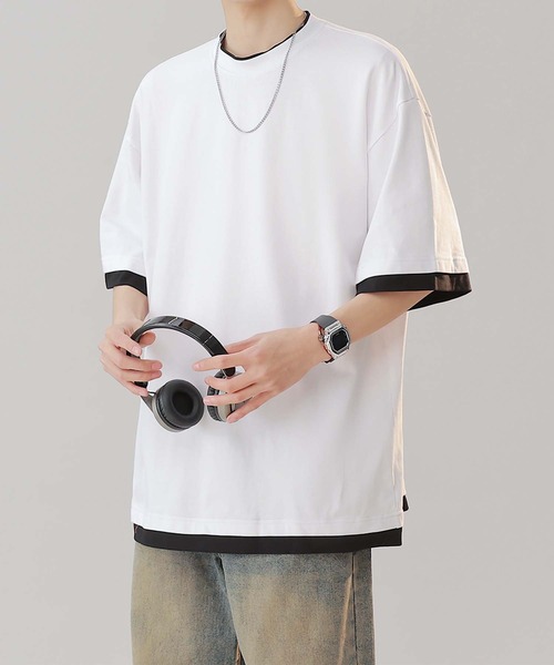 aimoha(アイモハ)の「【aimoha neo】Monochrome Trim T-Shirt (SS)(Tシャツ/カットソー・メンズ・パープル/ダークグレー/ホワイト・LARGE/XXX-LARGE/XX-LARGE/X-LARGE)」の8枚目の写真