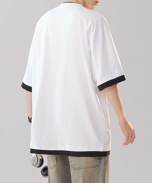 aimoha(アイモハ)の「【aimoha neo】Monochrome Trim T-Shirt (SS)(Tシャツ/カットソー・メンズ・パープル/ダークグレー/ホワイト・LARGE/XXX-LARGE/XX-LARGE/X-LARGE)」の9枚目の写真