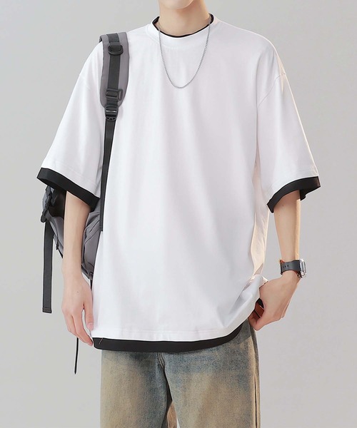 aimoha(アイモハ)の「【aimoha neo】Monochrome Trim T-Shirt (SS)(Tシャツ/カットソー・メンズ・パープル/ダークグレー/ホワイト・LARGE/XXX-LARGE/XX-LARGE/X-LARGE)」の5枚目の写真