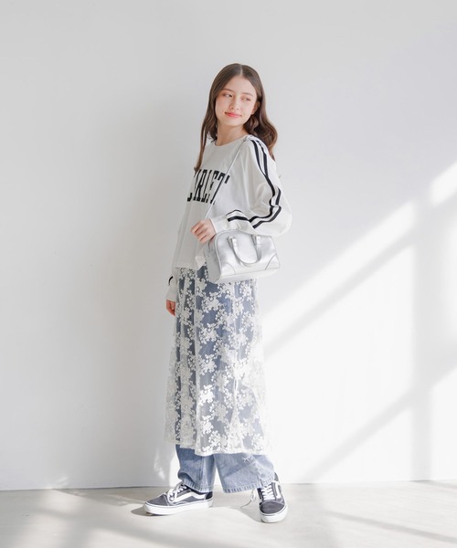 GLOBAL WORK（グローバルワーク）の「レースキャミセットヘビロッTEE長袖/289043（ワンピース・キッズ・ブラック/オフホワイト・130cm/140cm/150cm/160cm）」の4枚目の写真