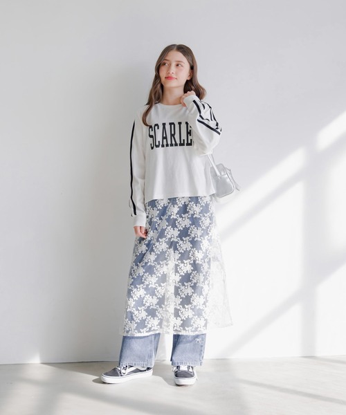 GLOBAL WORK（グローバルワーク）の「レースキャミセットヘビロッTEE長袖/289043（ワンピース・キッズ・ブラック/オフホワイト・130cm/140cm/150cm/160cm）」の6枚目の写真