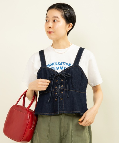 10ozデニム ビスチェ(セットアップ対応)（その他トップス