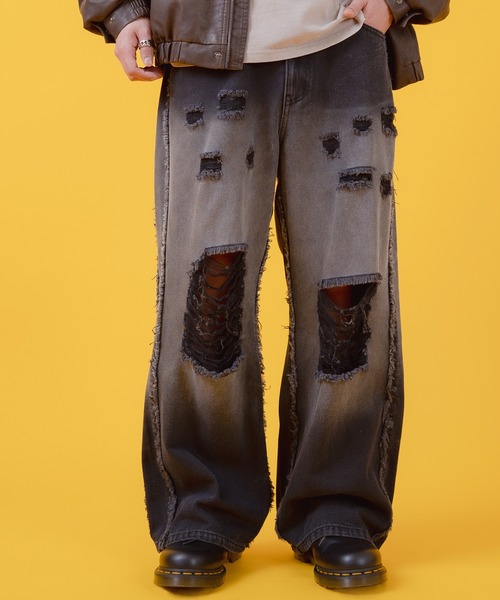 improves(インプローブス)の「グラデーション フリンジ ダメージデニムパンツ(デニムパンツ・メンズ・インディゴブルー/ブラック・LARGE/MEDIUM)」の6枚目の写真