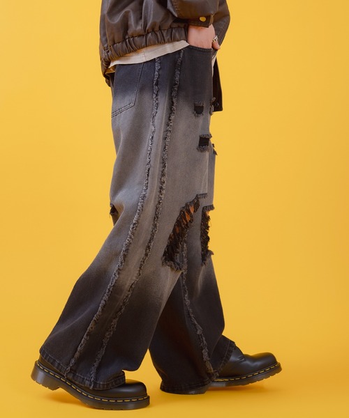 improves(インプローブス)の「グラデーション フリンジ ダメージデニムパンツ(デニムパンツ・メンズ・インディゴブルー/ブラック・LARGE/MEDIUM)」の7枚目の写真