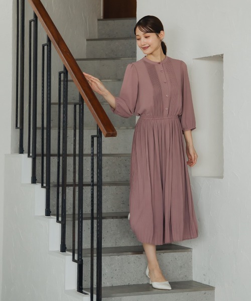 Petitjo（プッチージョ）の「小さいサイズ　８分袖ピンタックプリーツワンピース　低身長さん・小柄女性（ワンピース・レディース・パープル/ネイビー・PM/PS/PSS/PL）」の20枚目の写真