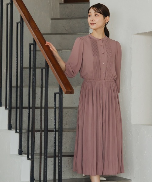 Petitjo（プッチージョ）の「小さいサイズ　８分袖ピンタックプリーツワンピース　低身長さん・小柄女性（ワンピース・レディース・パープル/ネイビー・PM/PS/PSS/PL）」の17枚目の写真