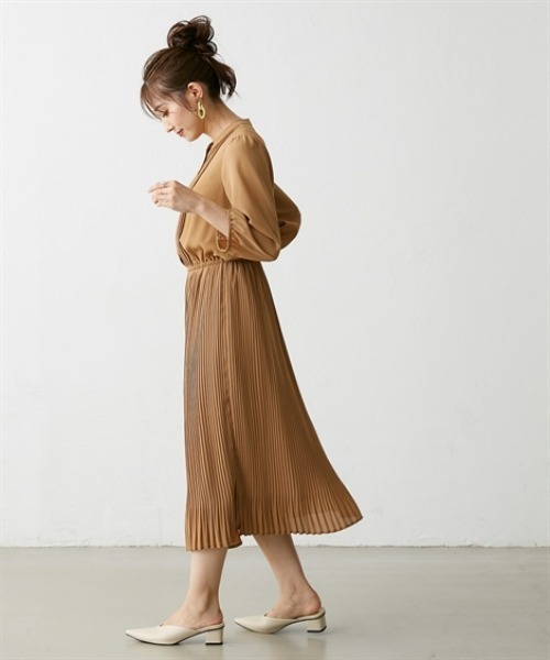 Petitjo（プッチージョ）の「小さいサイズ　８分袖ピンタックプリーツワンピース　低身長さん・小柄女性（ワンピース・レディース・パープル/ネイビー・PM/PS/PSS/PL）」の4枚目の写真