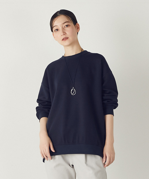 MELROSE claire(メルローズ クレール)の「【ワッフルビックシルエットプルオーバー】(Tシャツ/カットソー・レディース・ネイビー/オフホワイト/イエロー・FREE)」の2枚目の写真