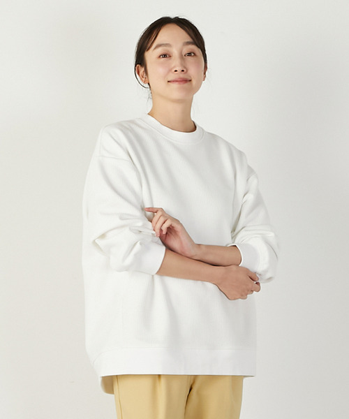 MELROSE claire(メルローズ クレール)の「【ワッフルビックシルエットプルオーバー】(Tシャツ/カットソー・レディース・ネイビー/オフホワイト/イエロー・FREE)」の6枚目の写真