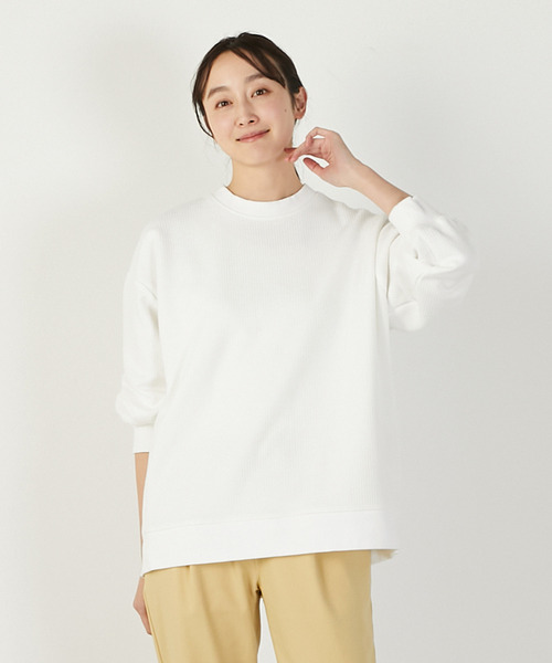 MELROSE claire(メルローズ クレール)の「【ワッフルビックシルエットプルオーバー】(Tシャツ/カットソー・レディース・ネイビー/オフホワイト/イエロー・FREE)」の7枚目の写真
