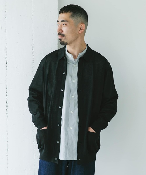 セール】リネンライク ロングスリーブシャツカーディガン