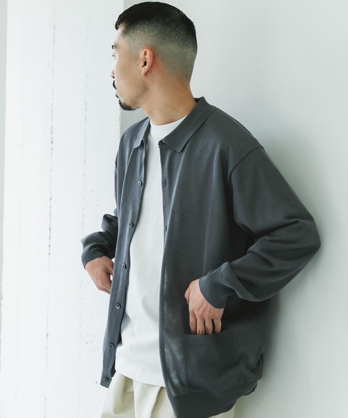 セール】リネンライク ロングスリーブシャツカーディガン