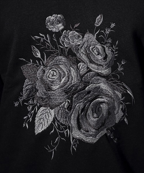 LUXSTYLE(ラグスタイル)の「裏起毛薔薇刺繍トレーナー(スウェット・メンズ・ブラック/ホワイト・M/L)」の6枚目の写真